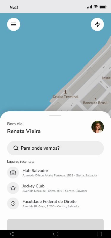 Tela do app passageiro